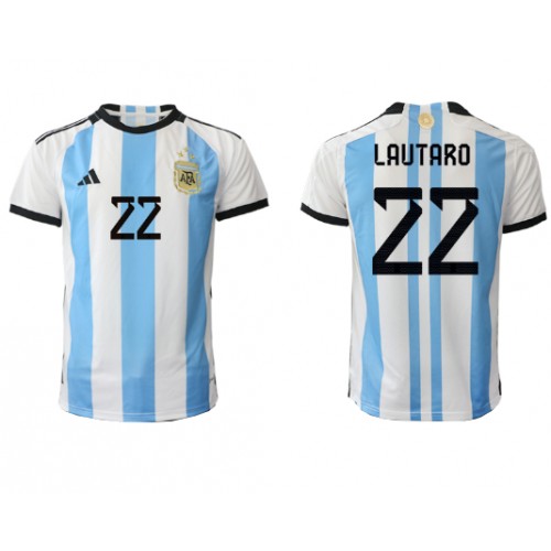 Argentina Lautaro Martinez #22 Replika Hjemmebanetrøje VM 2022 Kortærmet